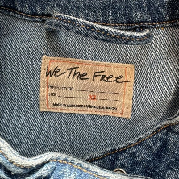 New Free People Fast Lane Denim Moto Jean Jacket We The Free in Blue Jean - Picture 4 of 8